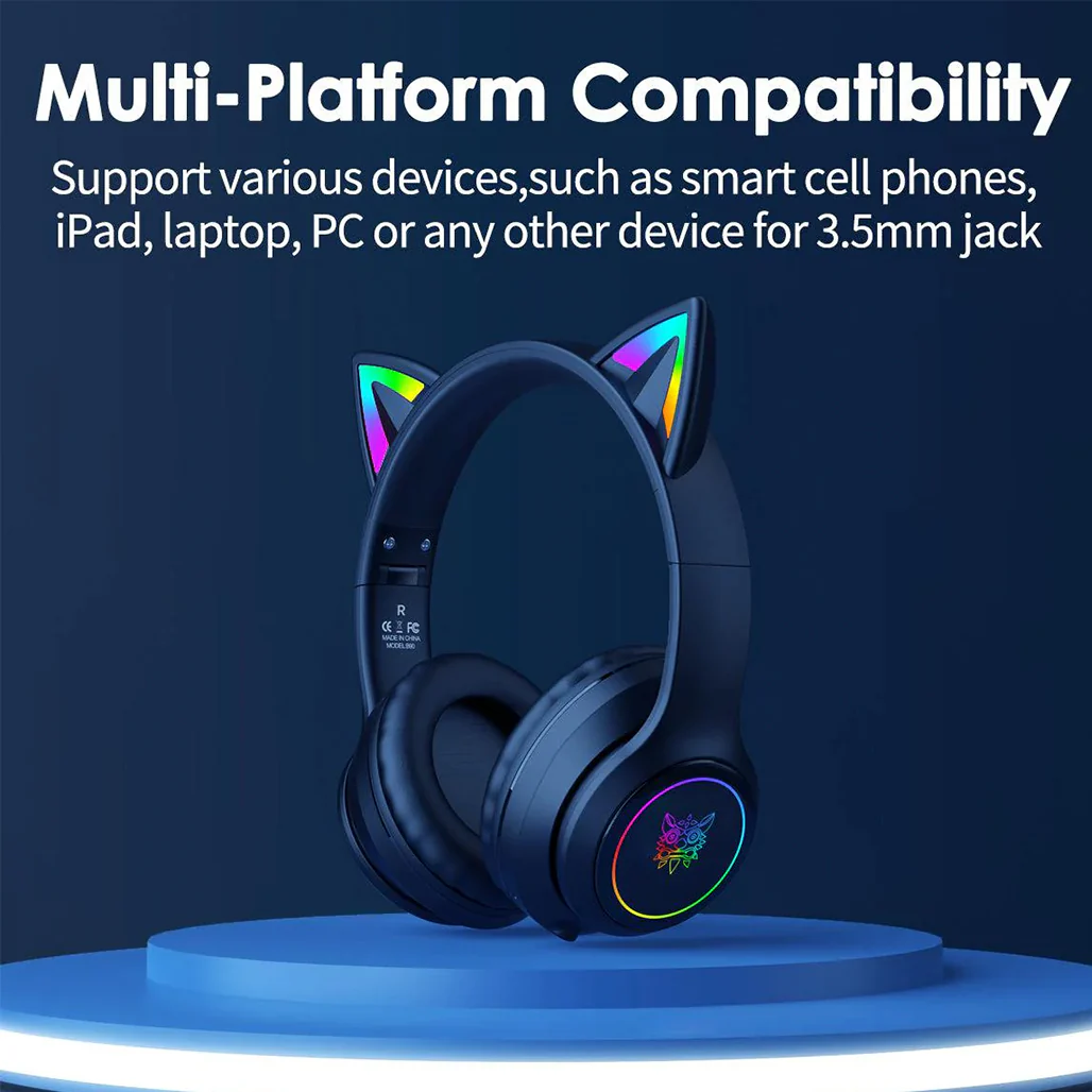 Onikuma B90 RGB Cat Ear Bluetooth 5.3 Wireless Gaming Headset - Image 3
