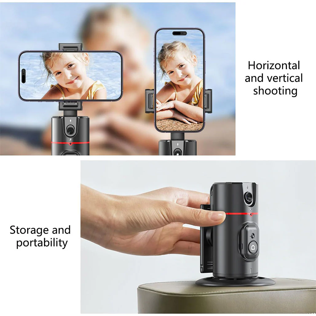 P02 360° Rotation Gimbal Stabilizer | Auto Face Tracking for Hands-Free Video Recording - Image 4
