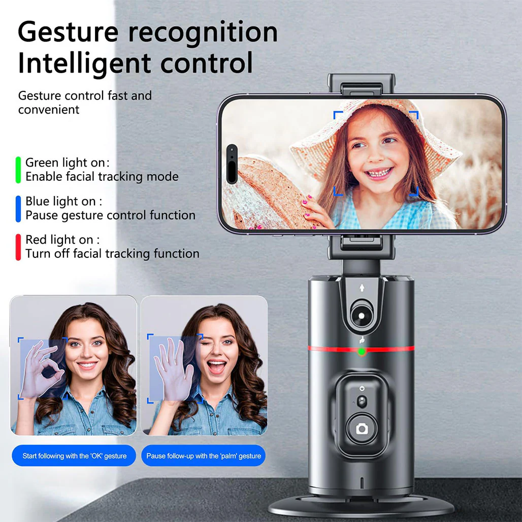 P02 360° Rotation Gimbal Stabilizer | Auto Face Tracking for Hands-Free Video Recording - Image 6