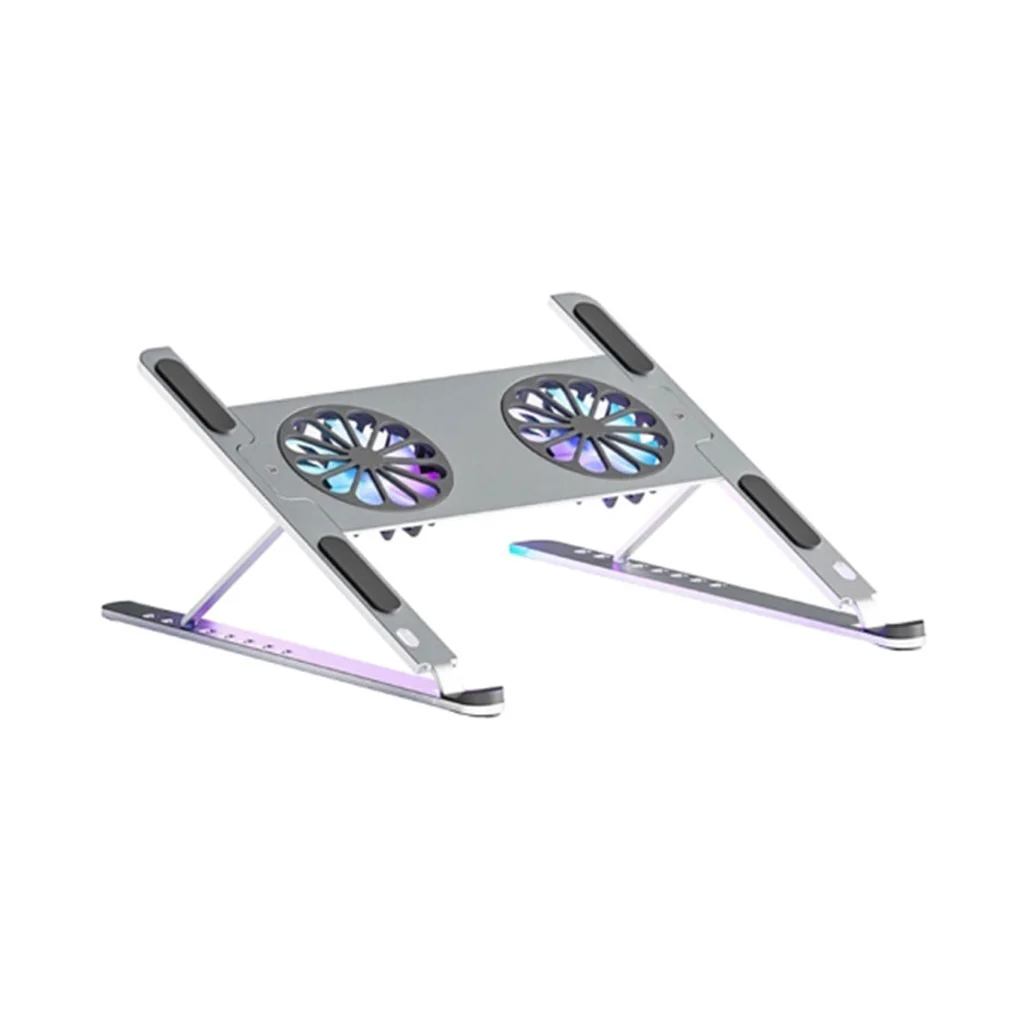 P11F Cooling Aluminum Adjustable Notebook Stand | Portable & Foldable with Dual Speed Height Adjustment