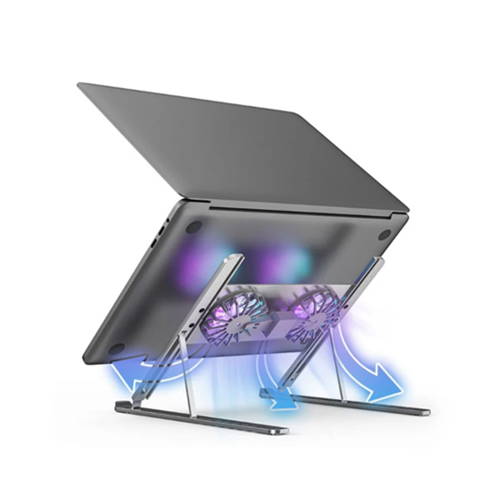 P11F Cooling Aluminum Adjustable Notebook Stand | Portable & Foldable with Dual Speed Height Adjustment - Image 2