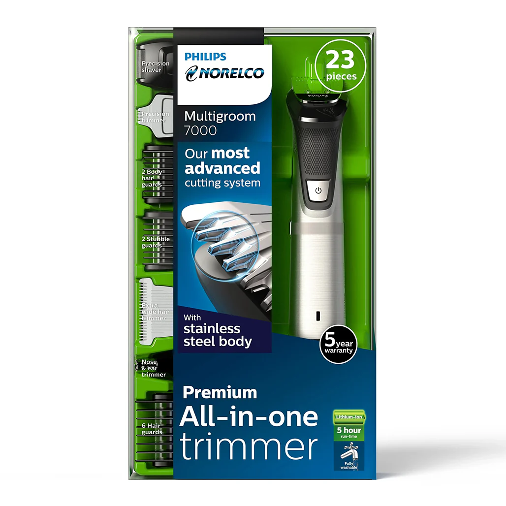 Philips Norelco Multigroom 7000 MG7750/49 – All-in-One Trimmer for Face, Head & Body, 23-Piece Kit, DualCut Blades, 5-Hour Runtime - Image 4