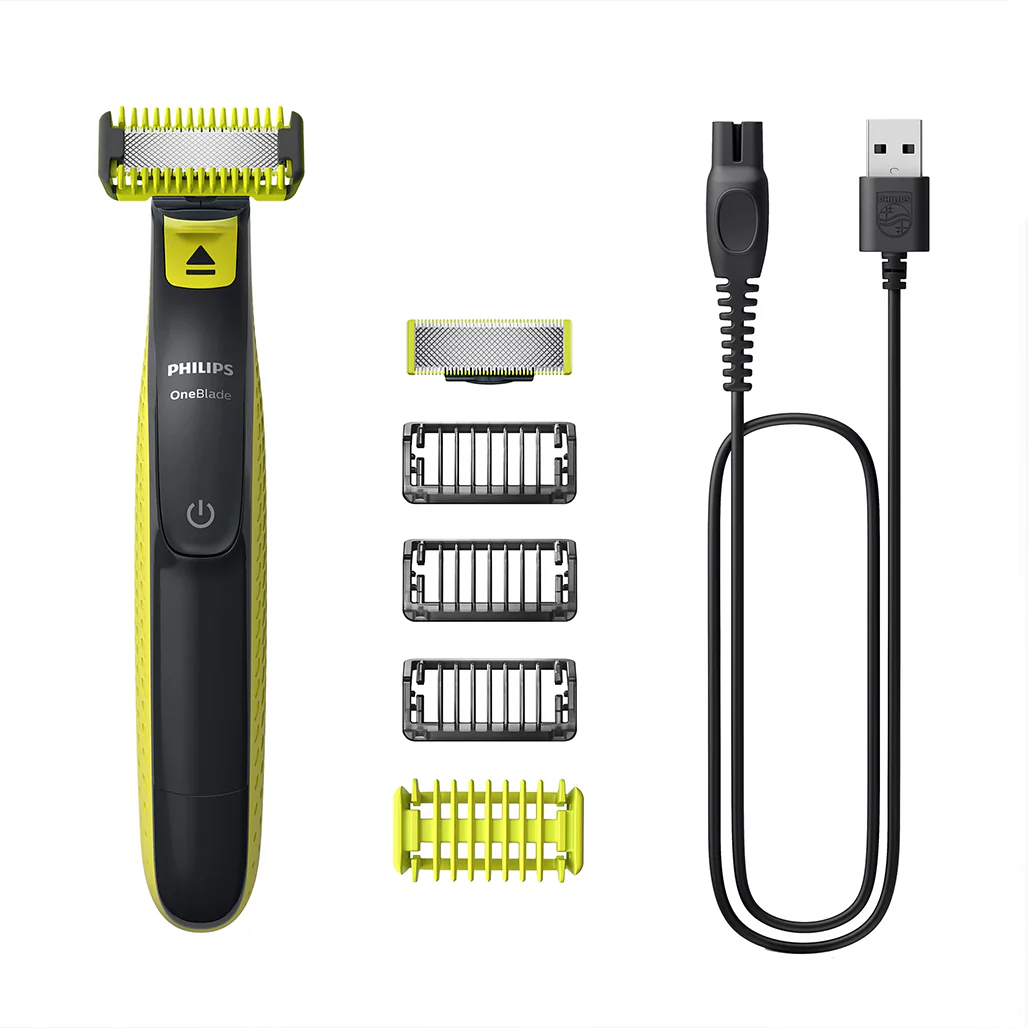 Philips OneBlade Face + Body QP2824/10 Hybrid Trimmer | Waterproof Electric Razor with Dual Blades & Skin Guard