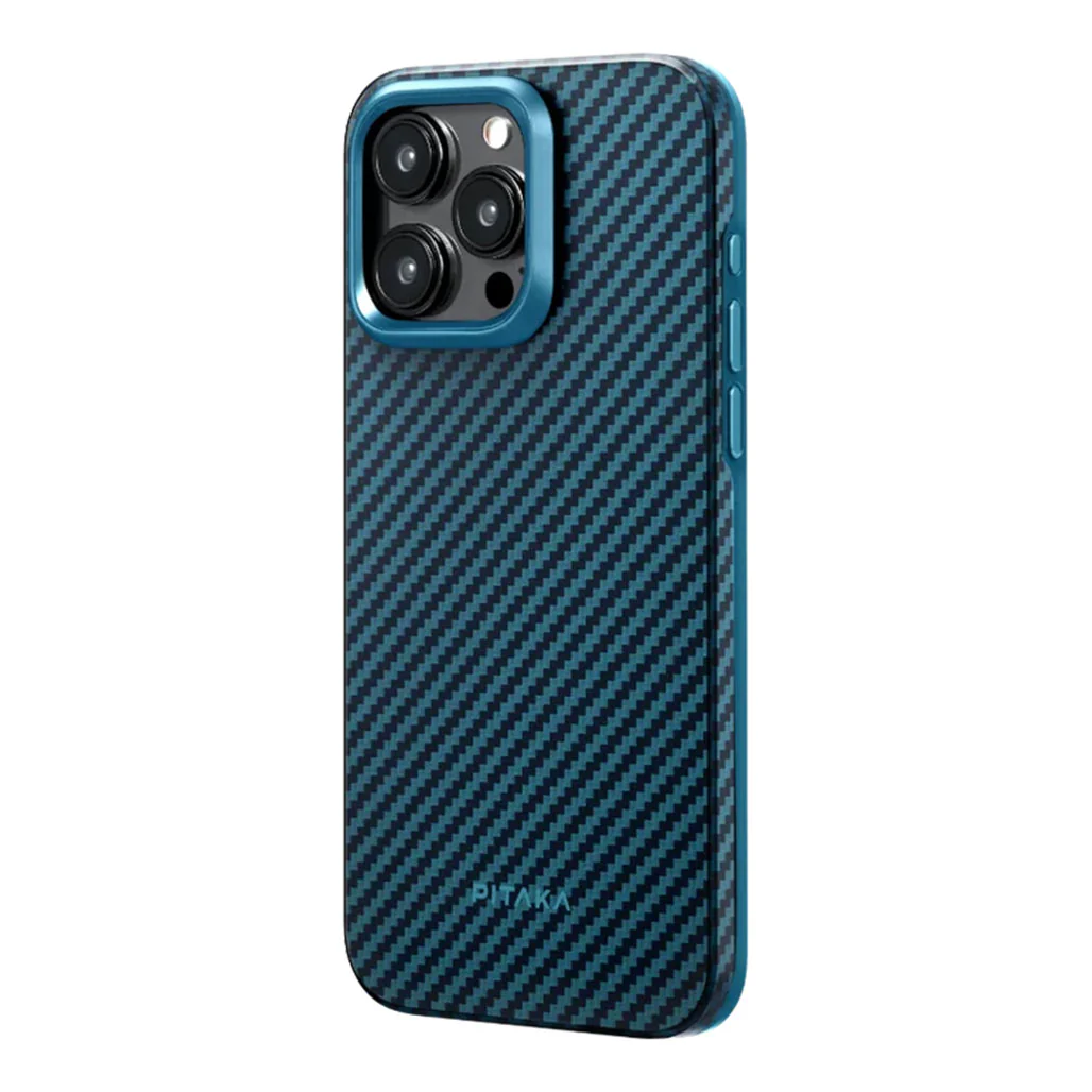 Pitaka MagEZ Case Pro 4 for iPhone 15 Pro 1500D Black/Blue (Twill) - Image 3