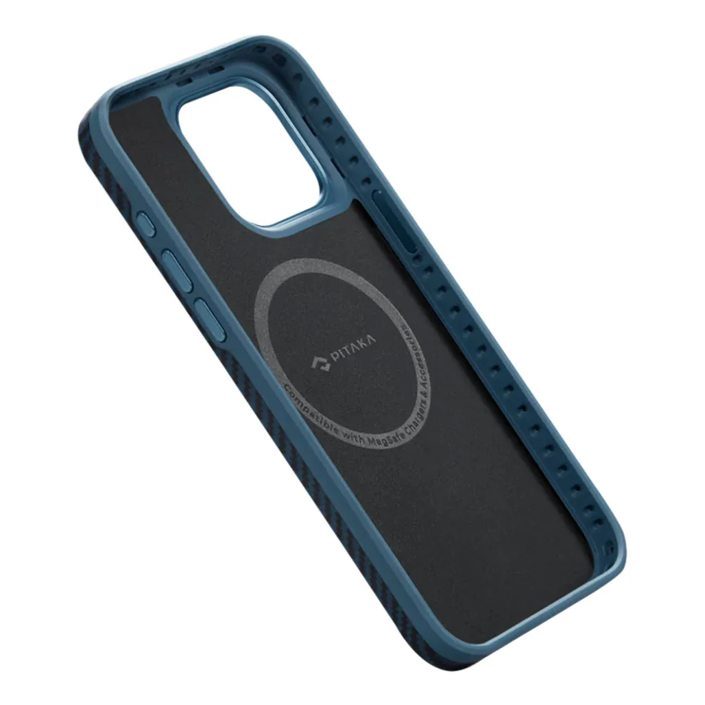 Pitaka MagEZ Case Pro 4 for iPhone 15 Pro 1500D Black/Blue (Twill) - Image 4