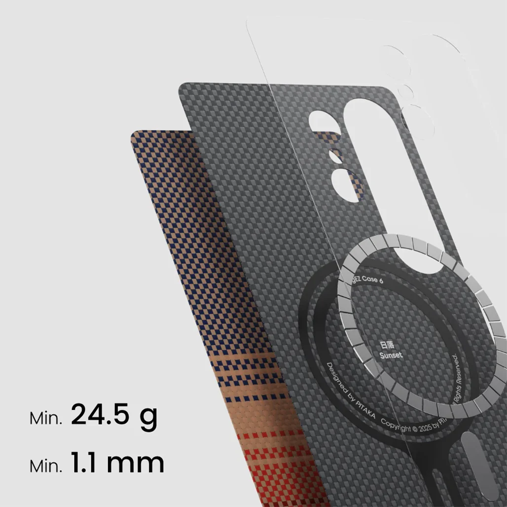 Pitaka Sunset Moonrise Tactile Woven Case for Samsung Galaxy S25 Ultra | Fusion Weaving, Ultra-Slim Design, Magnetic Protection - Image 3