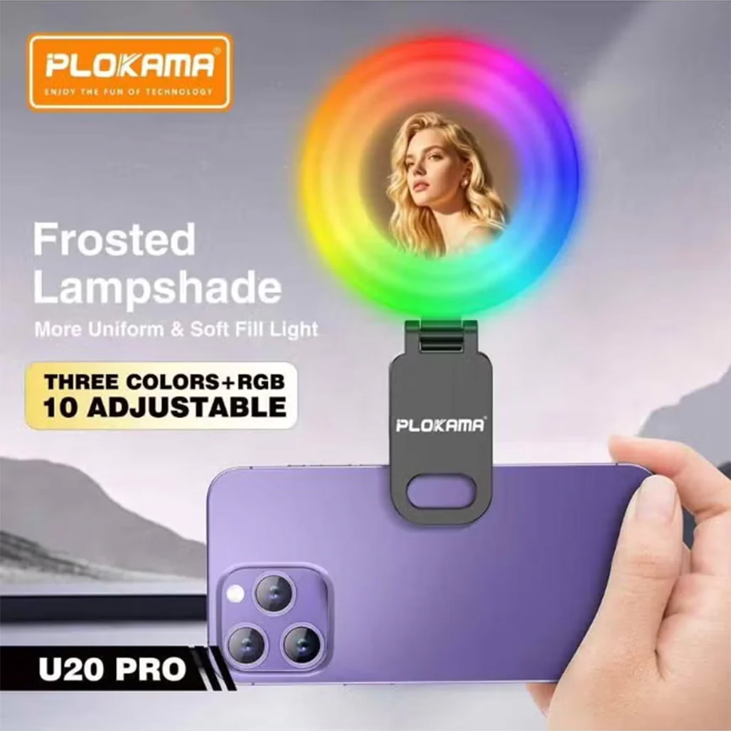 Plokama U20 PRO RGB Phone Clip LED Selfie Ring Light - Image 6