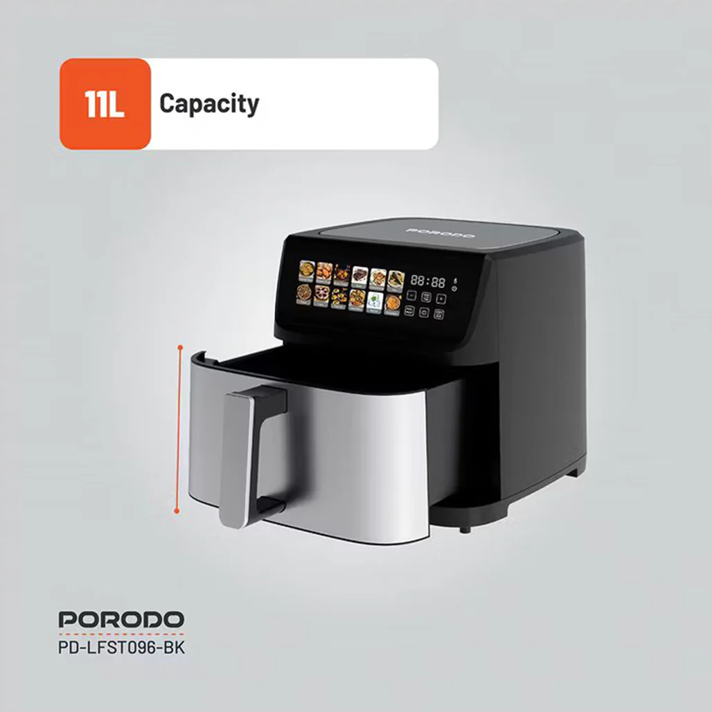 Porodo 11L Dual Mode Touch Control Air Fryer –  Black - Image 5