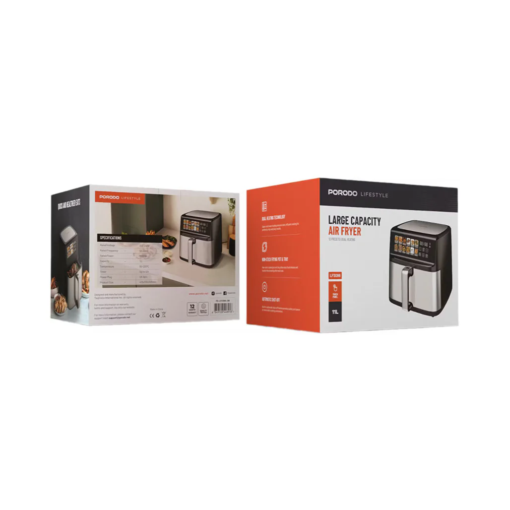 Porodo 11L Dual Mode Touch Control Air Fryer –  Black - Image 9