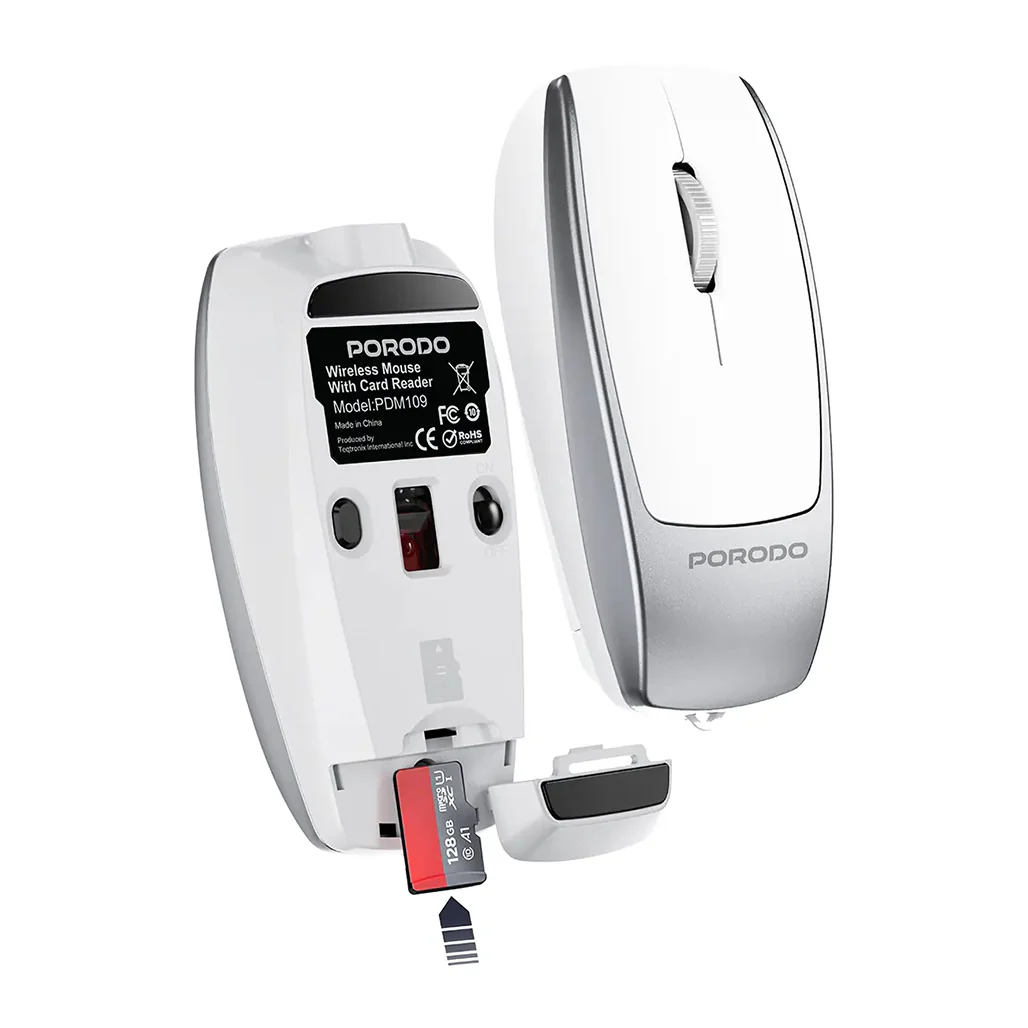 Porodo 1600DPI Wireless Mouse with Card Reader - Image 6