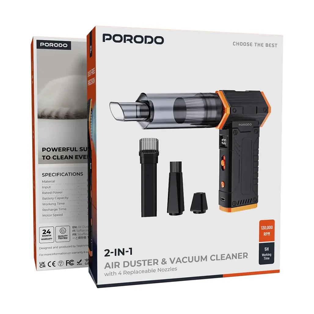 Porodo 2-In-1 Air Duster & Vacuum Cleaner with 4 Replaceable Nozzles - Image 4