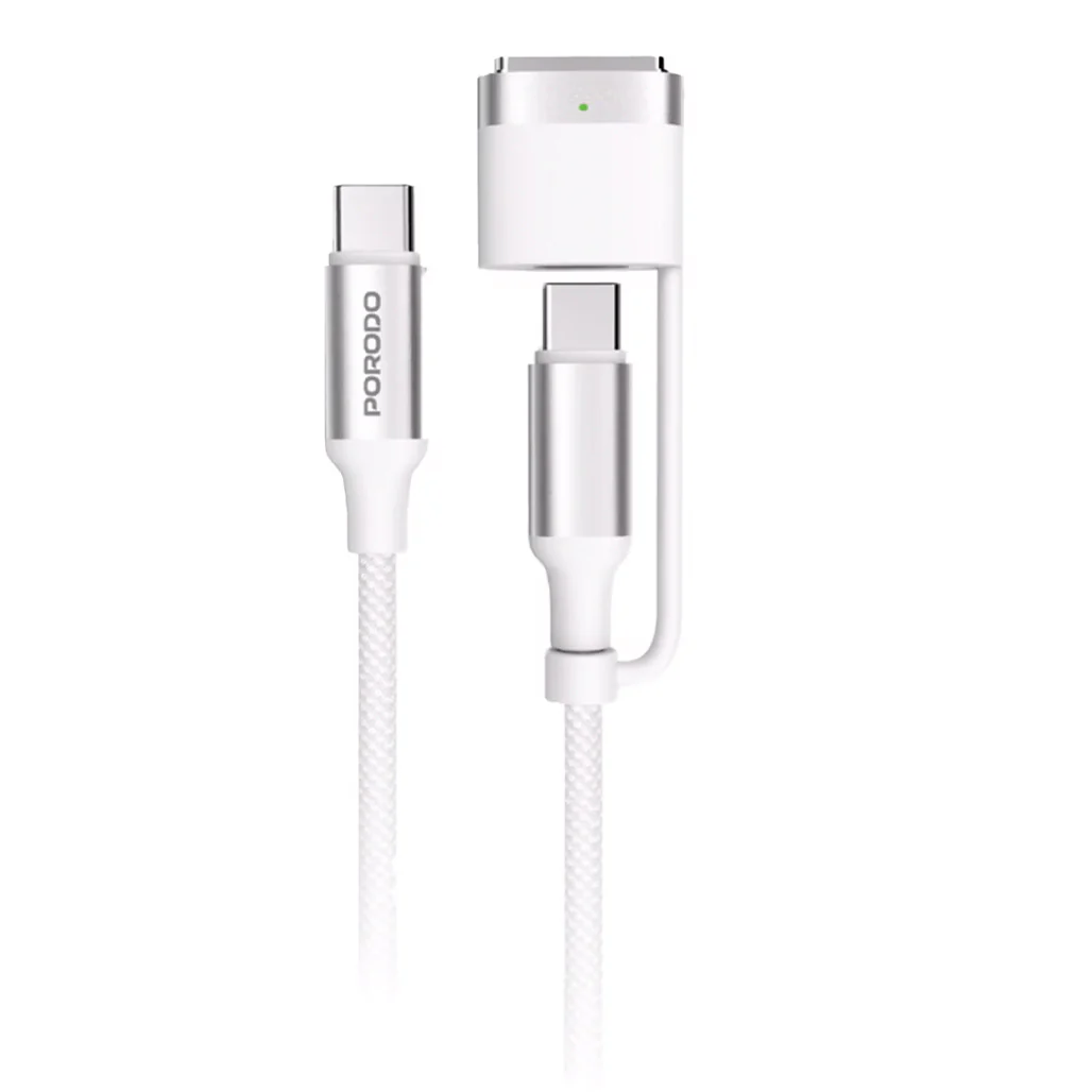 Porodo 2-In-1 Cable Magsafe 3 Charging Cable With USB-C To USB-C - PDCBL0039WH