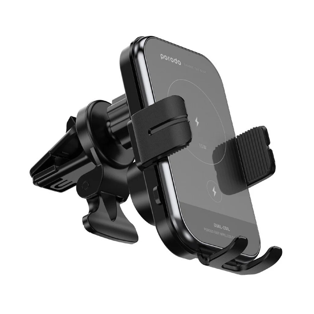Porodo 2-in-1 Wireless Car Charger and Phone Holder with 360° Rotation and Fast Charging - Image 2