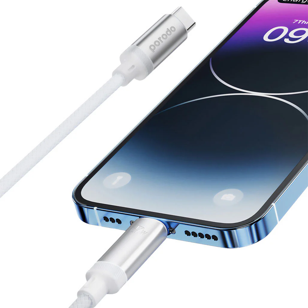 Porodo 2 in 1 C-L 27W Cable with Wireless Watch Charger 1.2M- White | PD-2N1CLWC-WH - Image 3