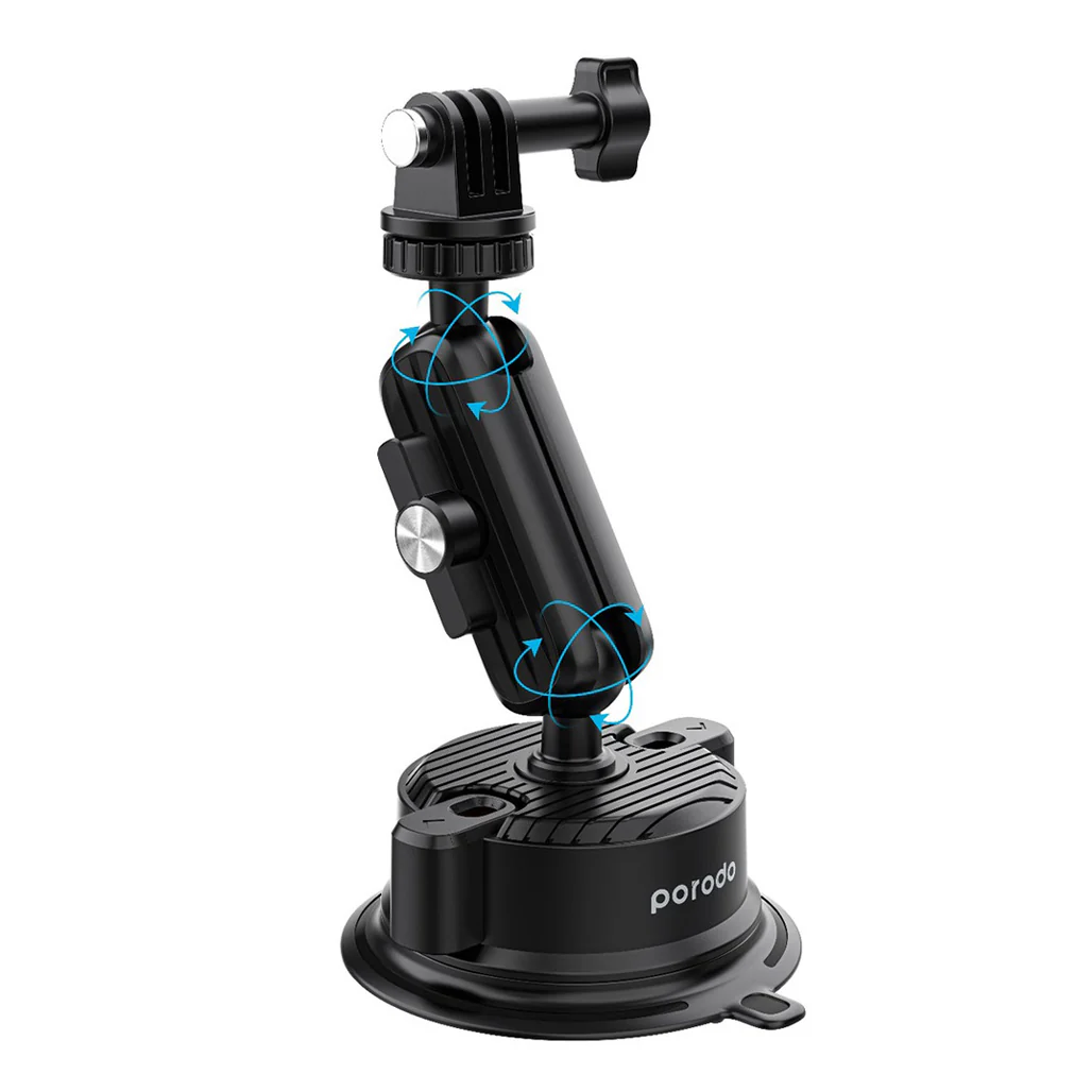 Porodo 2in1 Mobile and Camera Mount with Suction Base - Black - Image 3
