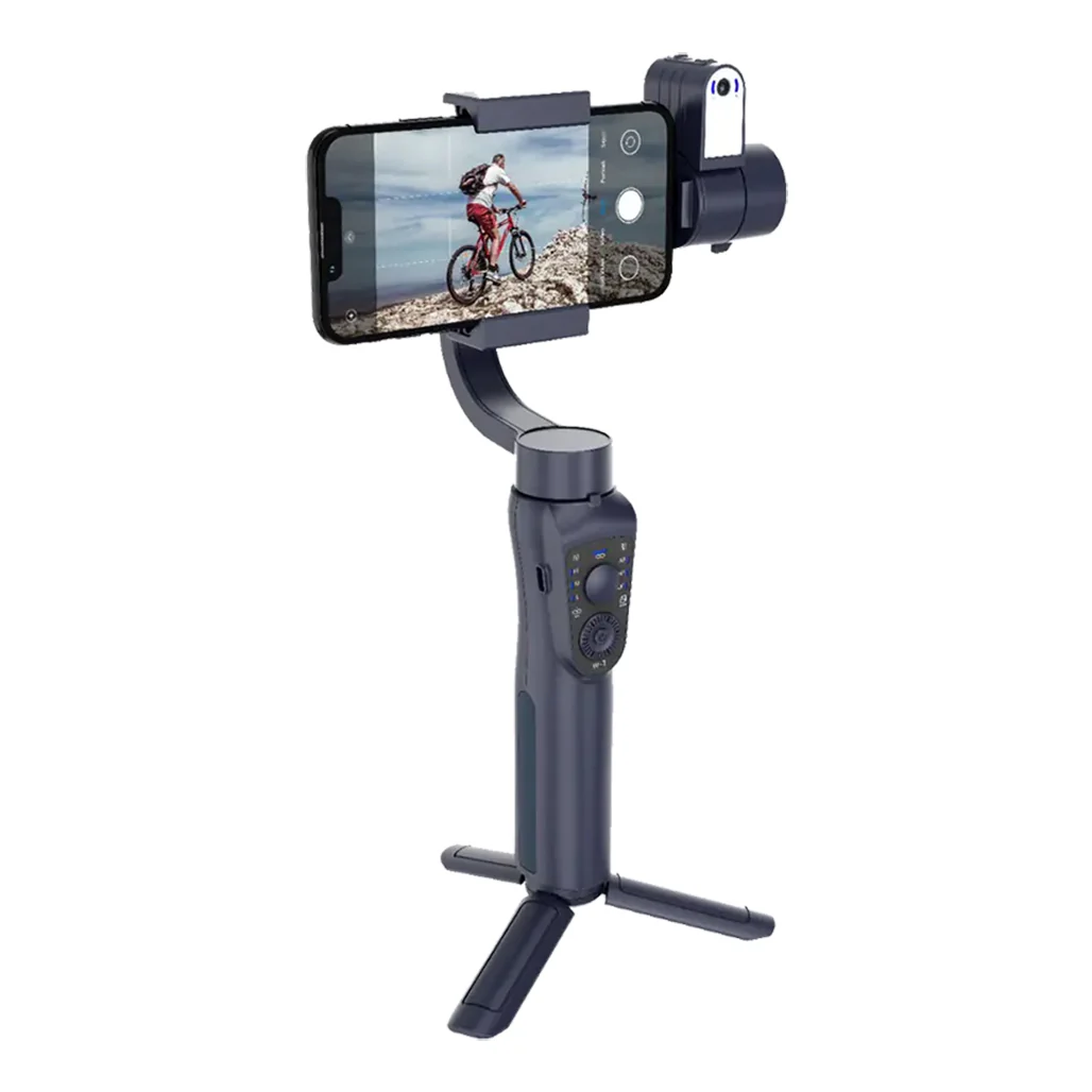 Porodo 3-Axis AI Tracker & Light Gimbal Stabilizer – Smooth Footage, Intelligent Tracking, and Power Bank Functionality