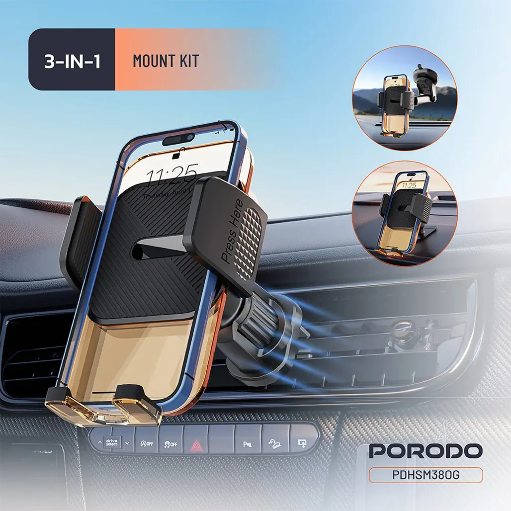 Porodo 3-in-1 Mount Kit Multi Functional Phone Holder - Image 7