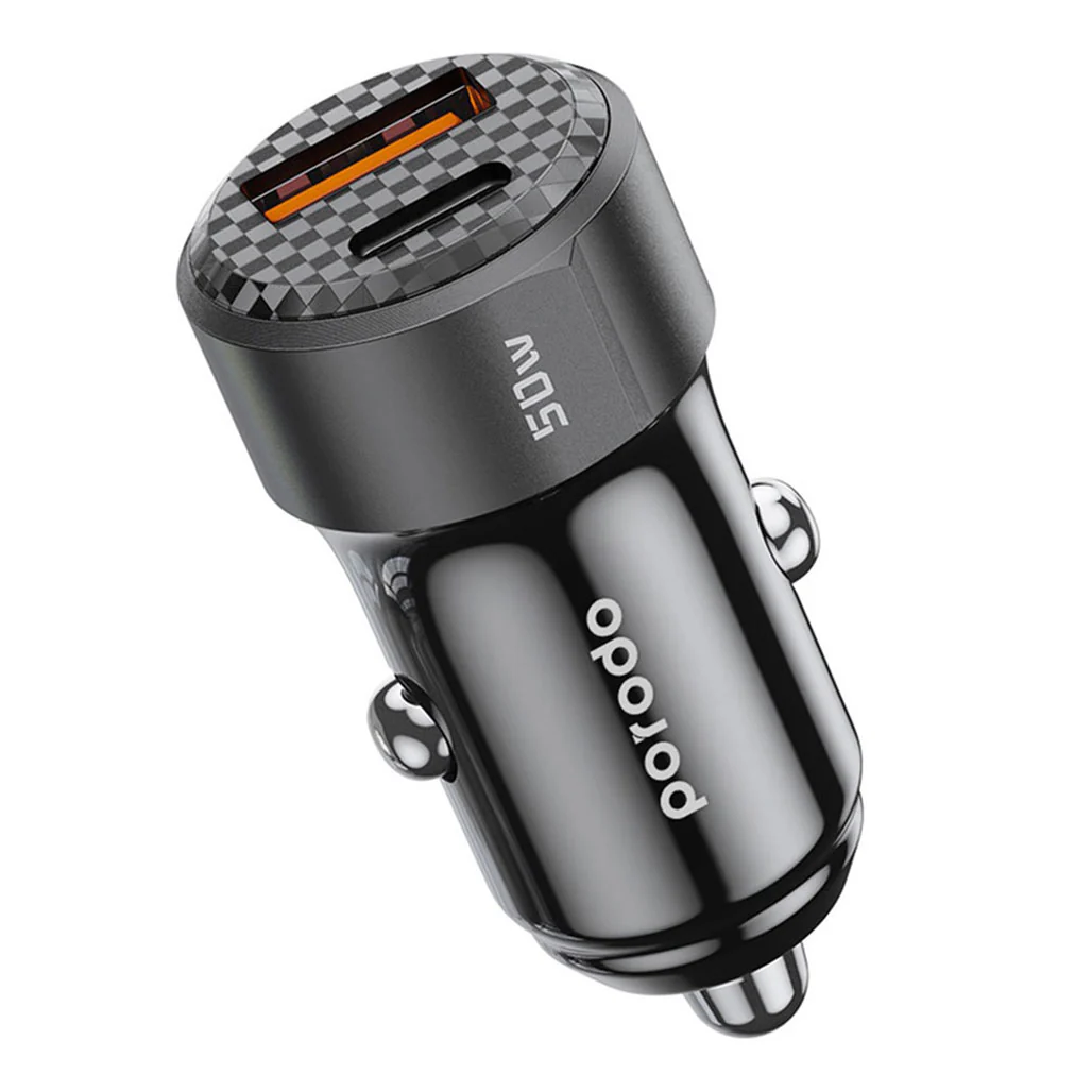Porodo 50W Dual Port Car Charger PD 20W QC 30W - Black - Image 3