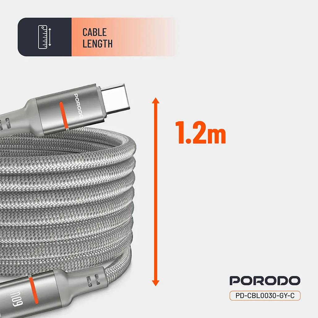 Porodo 60W Type-C to Type-C Magnetic Braided Cable - Image 4