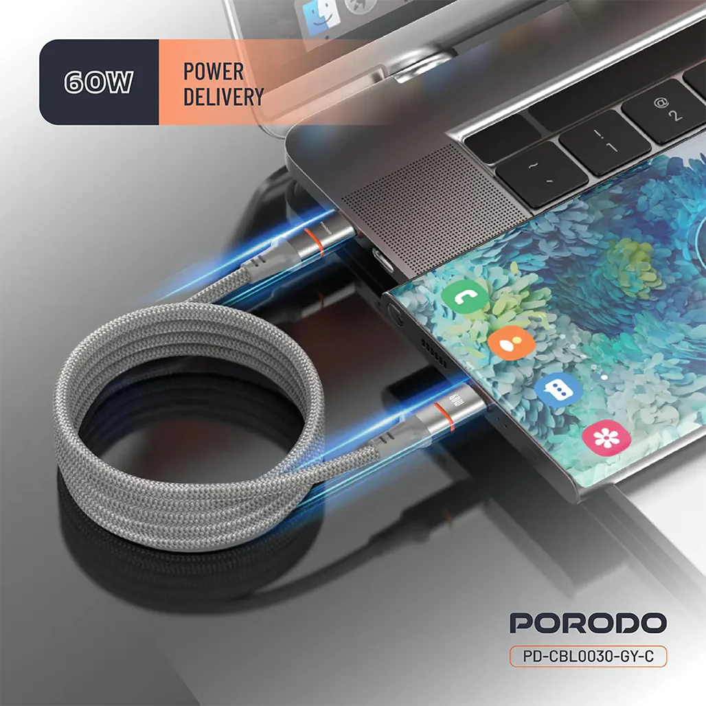 Porodo 60W Type-C to Type-C Magnetic Braided Cable - Image 7