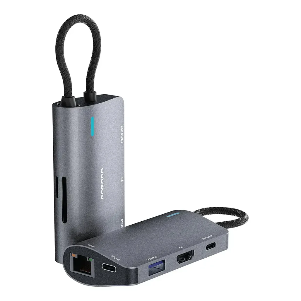Porodo 7-IN-1 Multi Port USB-C Hub - PDRDS71GY