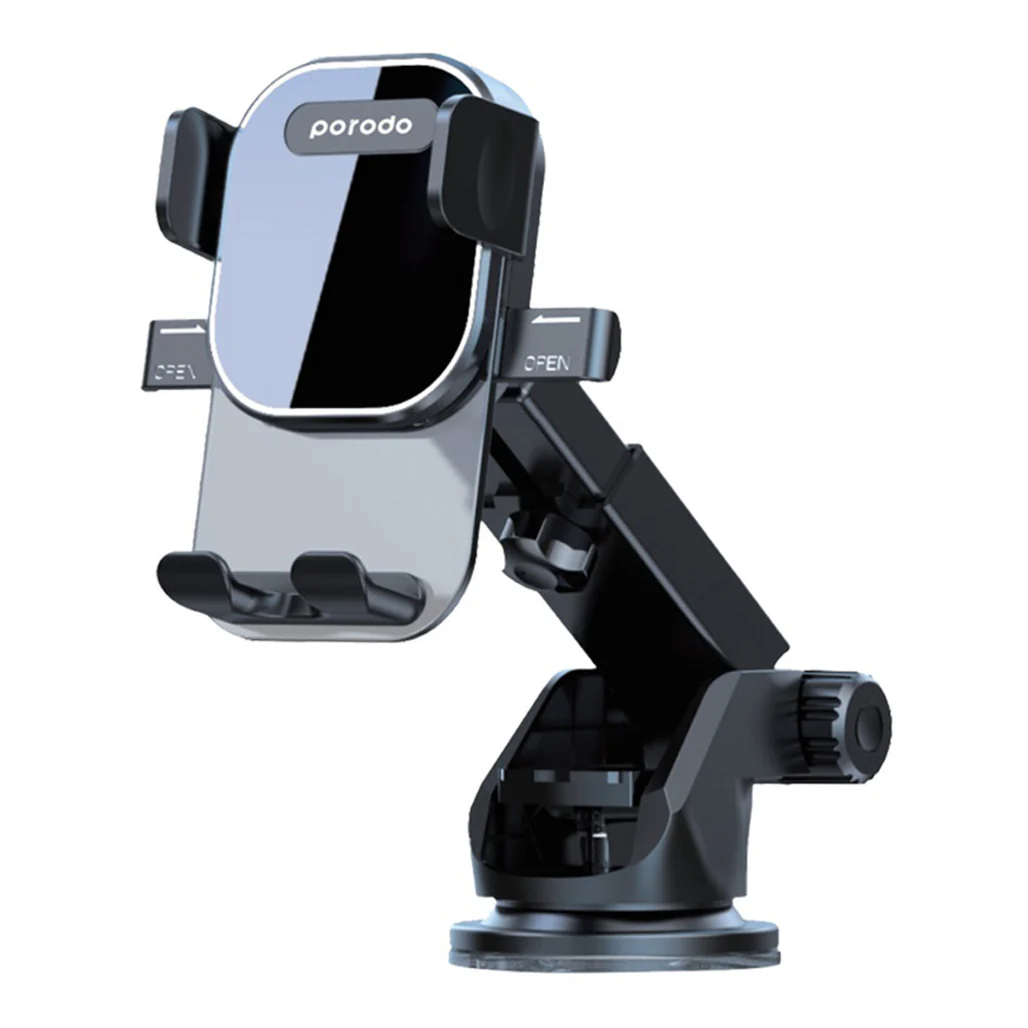 Porodo Adjustable Air Vent Car Mount – Secure One-Hand Operation, 360° Rotation, Strong Adhesive – Black