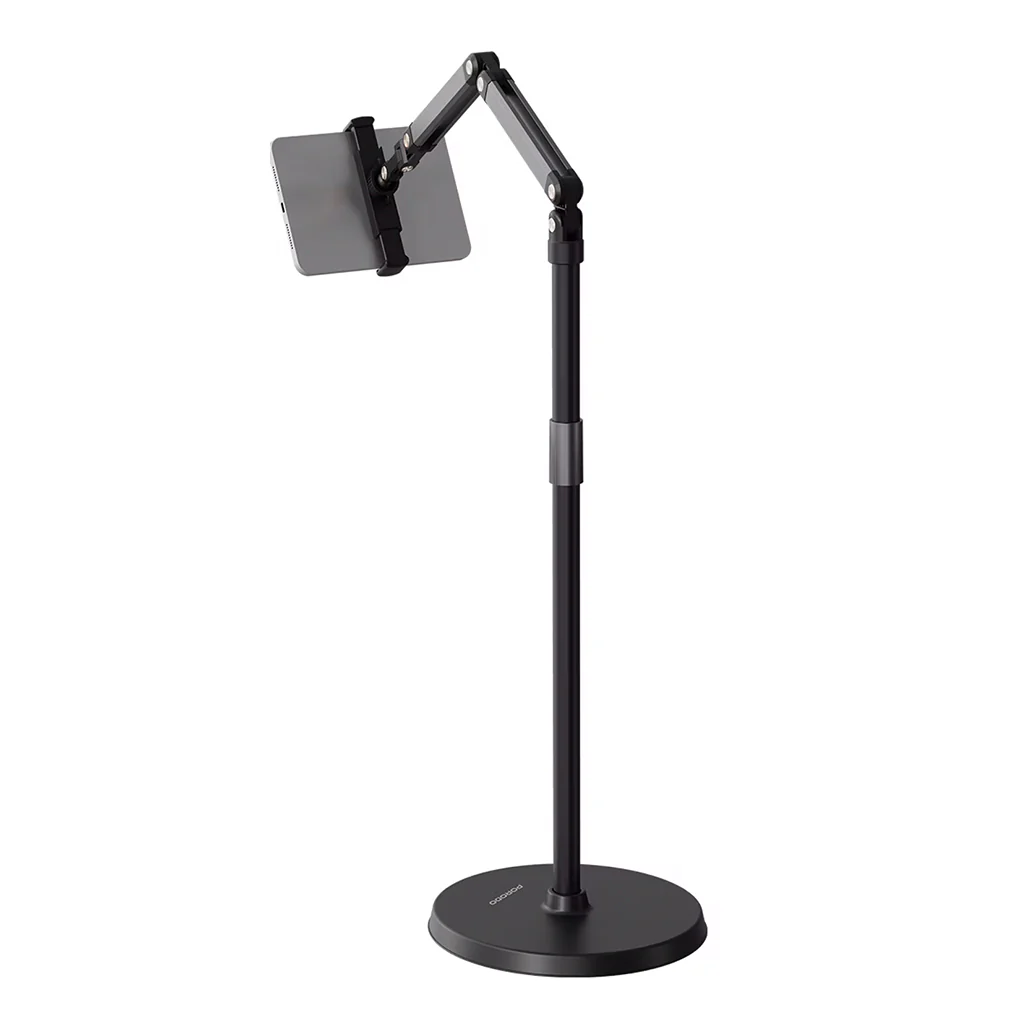 Porodo Adjustable Floor Stand for Phones & Tablets, 45cm–165cm Height, 360° Rotation, 5.5"–12.9" Device Compatibility – Black