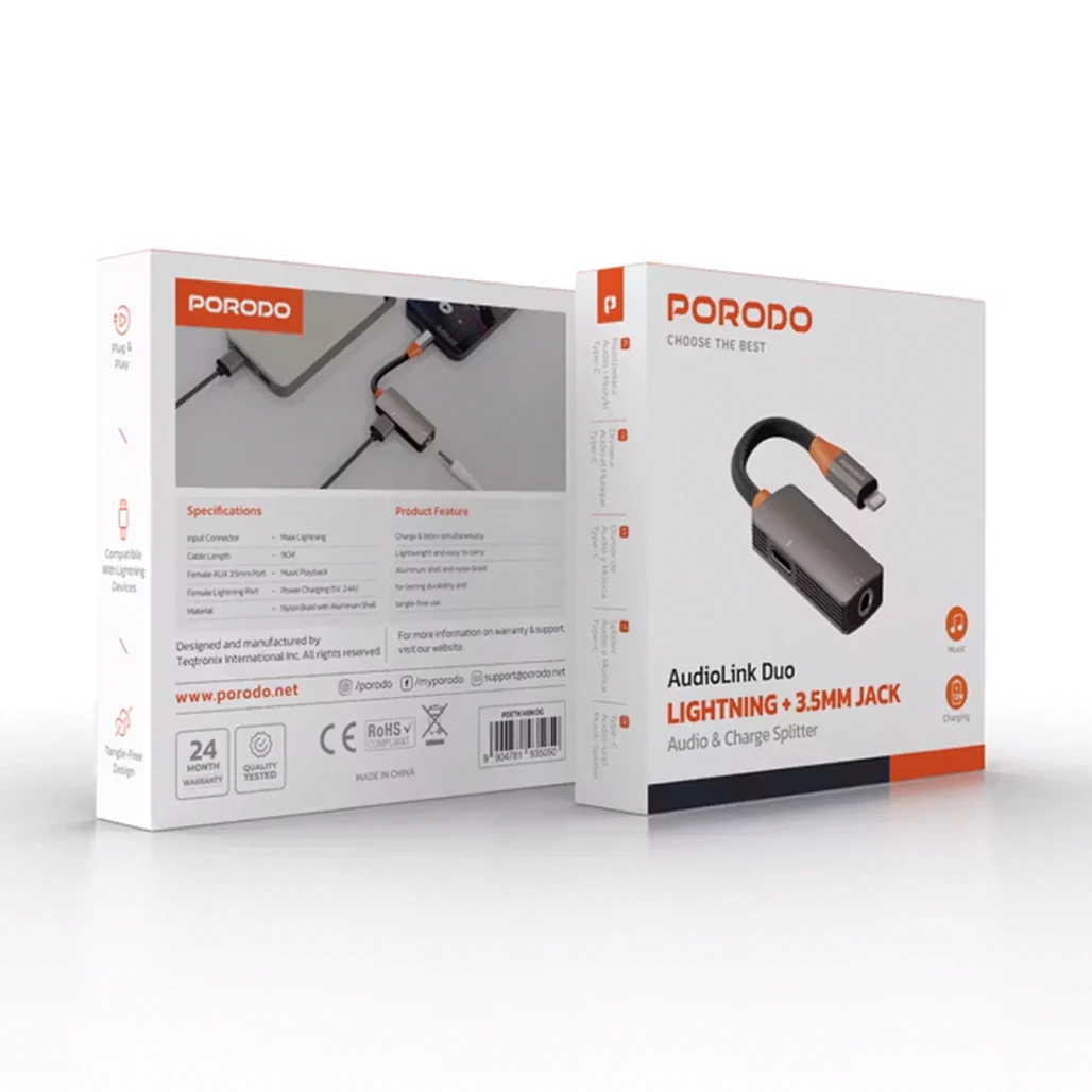Porodo AudioLink Duo Lightning & 3.5mm Jack Splitter - Image 2