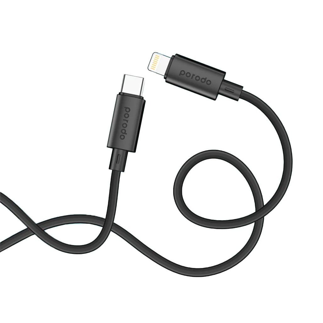 Porodo Blue 20W PD Type-C to Lightning Cable 1.2M – Fast Charging & Durable Design – Black - Image 2