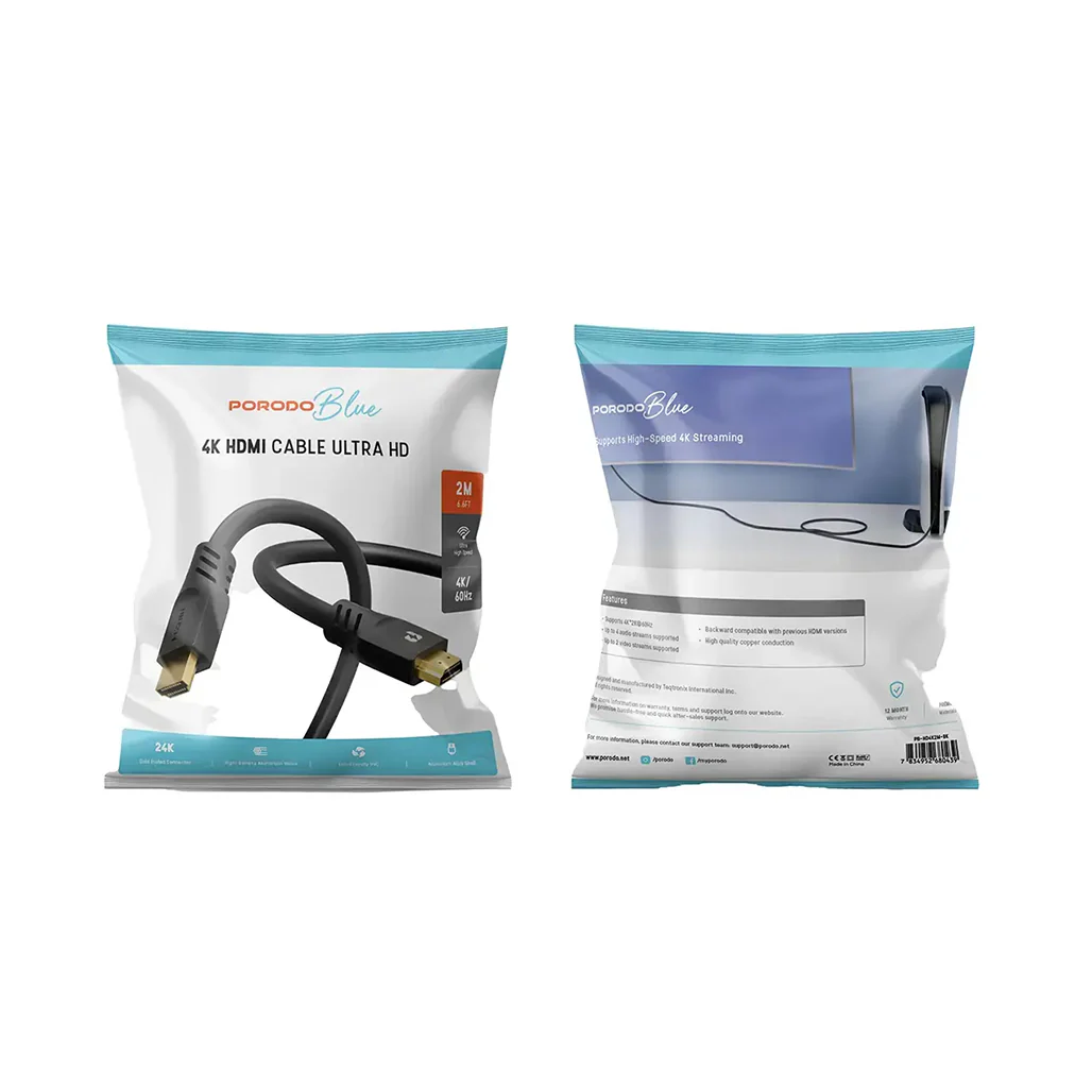 Porodo Blue 4K/60Hz HDMI Cable Ultra HD (2m/6.6ft) - Image 2