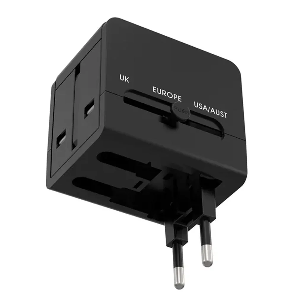 Porodo Blue Dual USB-A Universal Travel Adapter - Black - Image 2