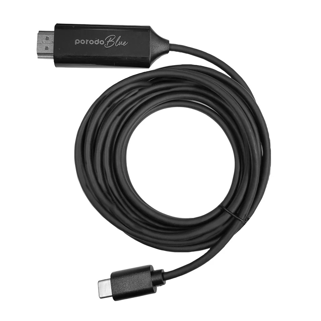 Porodo Blue PB-HDC2M-BK Type-C to HDMI Ultra HD 4K 2m - Image 3