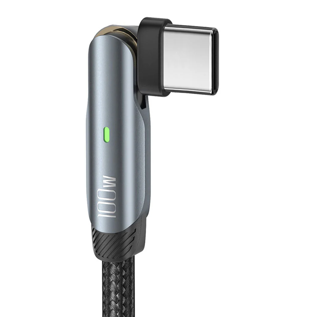 Porodo Braided 100W PD C to C Cable With Rotatable Head 1M - Grey - Image 2