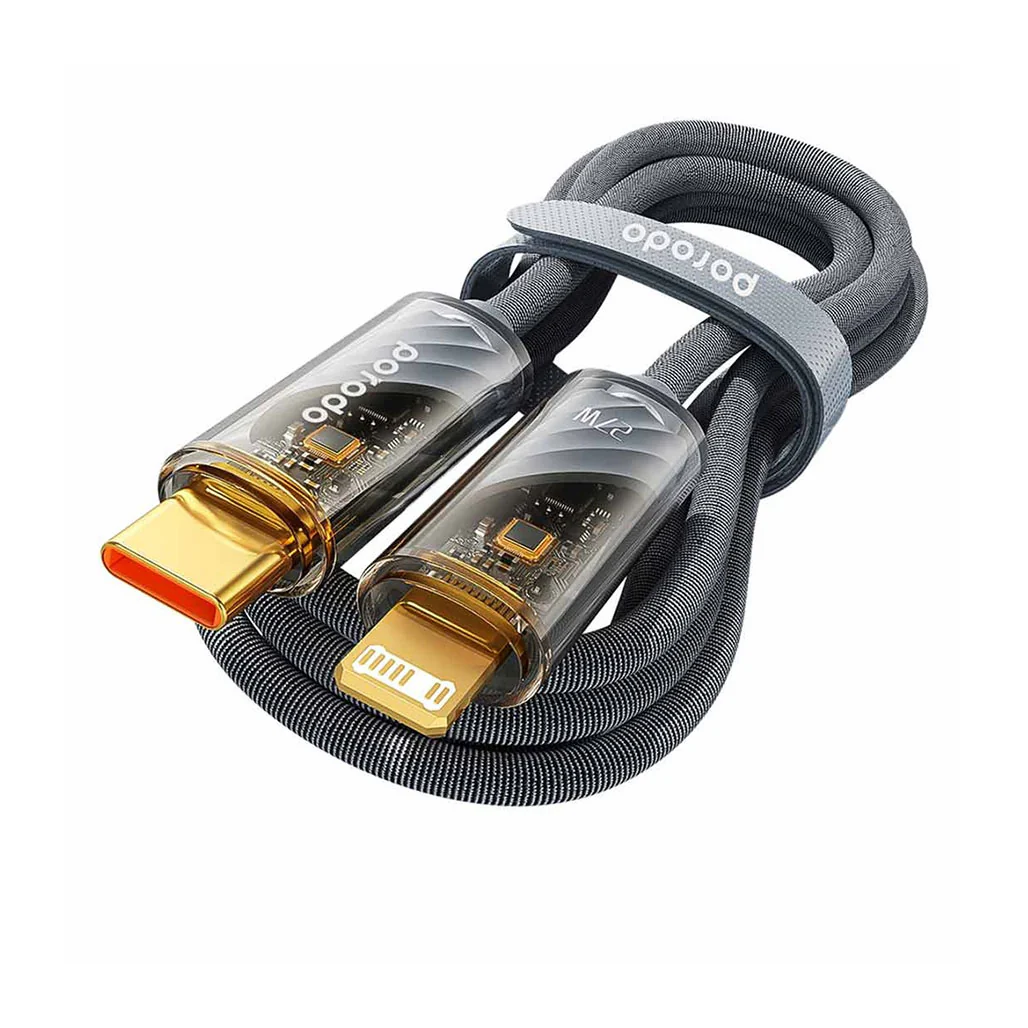 Porodo Braided 27W PD - C to Lightning Cable With Transparent Head - 1M