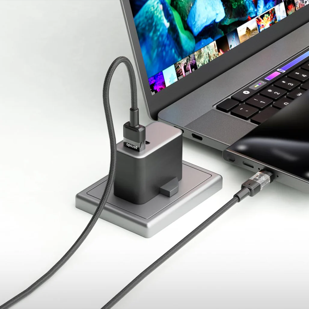 Porodo Braided 3A PD USB-A to USB-C Fast Charging Cable, Durable 1.2M Transparent Head – Black - Image 2