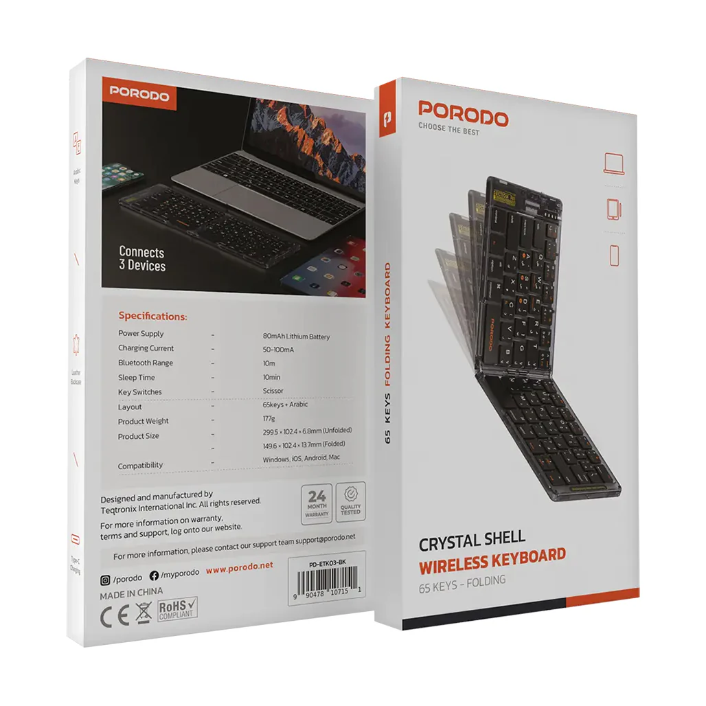 Porodo Crystal Shell Wireless Keyboard - Image 3