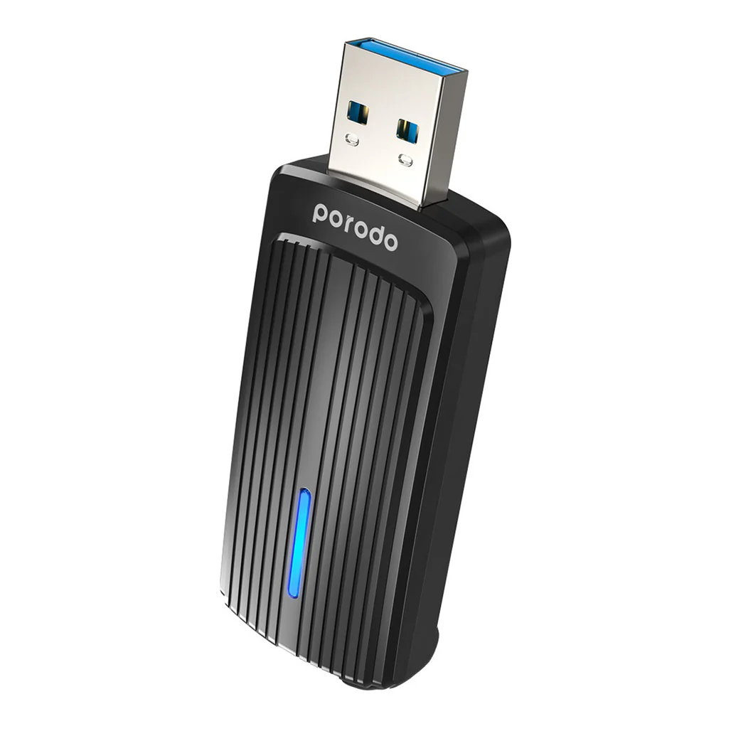 Porodo Dual Band WiFi 6 USB Adapter with USB A to Type-C Converter - Image 3