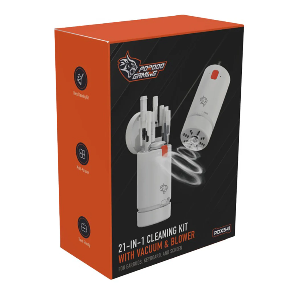 Porodo Gaming 21-in-1 Cleaning Kit with Handheld Vacuum Function – White - Image 2