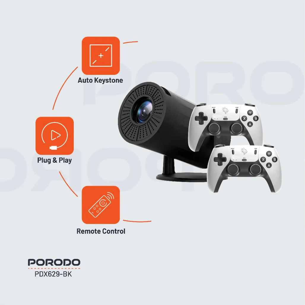Porodo Gaming Projector with Wireless Controllers - Black - Image 4