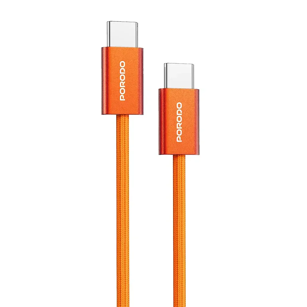 Porodo High-Speed USB-C Braided Cable Charging & Data Transfer - Orange - Image 4