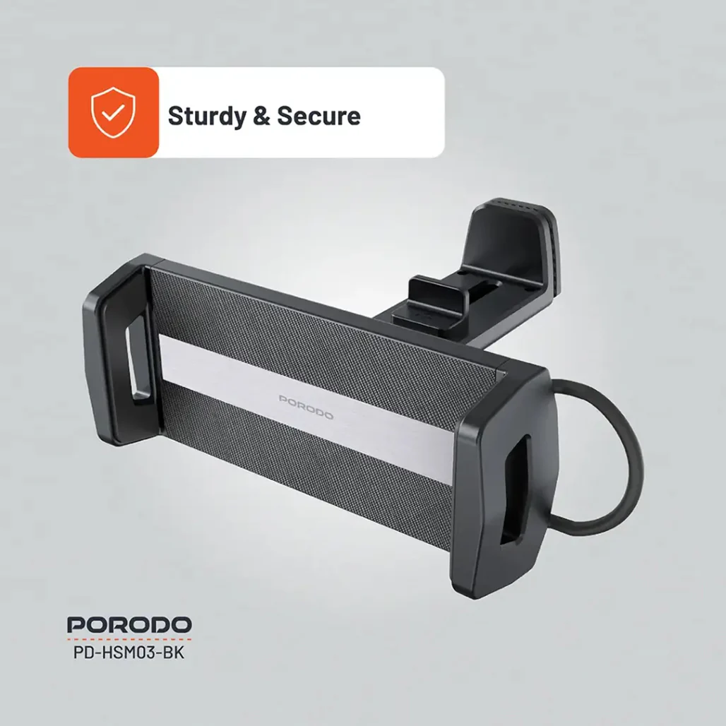 Porodo HS03 Universal Adjustable Tablet & Phone Mount – Secure and Versatile Holder for Devices 4.7"-12.9" – Black - Image 4