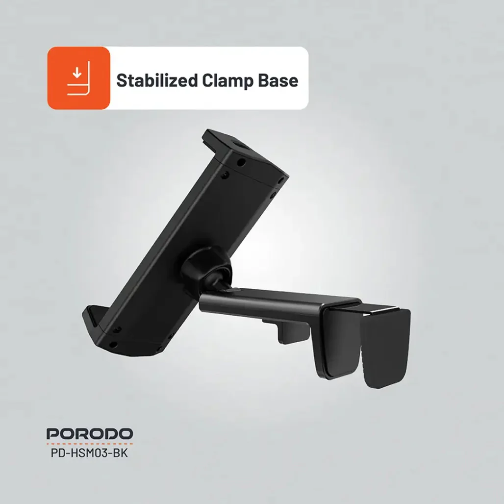 Porodo HS03 Universal Adjustable Tablet & Phone Mount – Secure and Versatile Holder for Devices 4.7"-12.9" – Black - Image 5