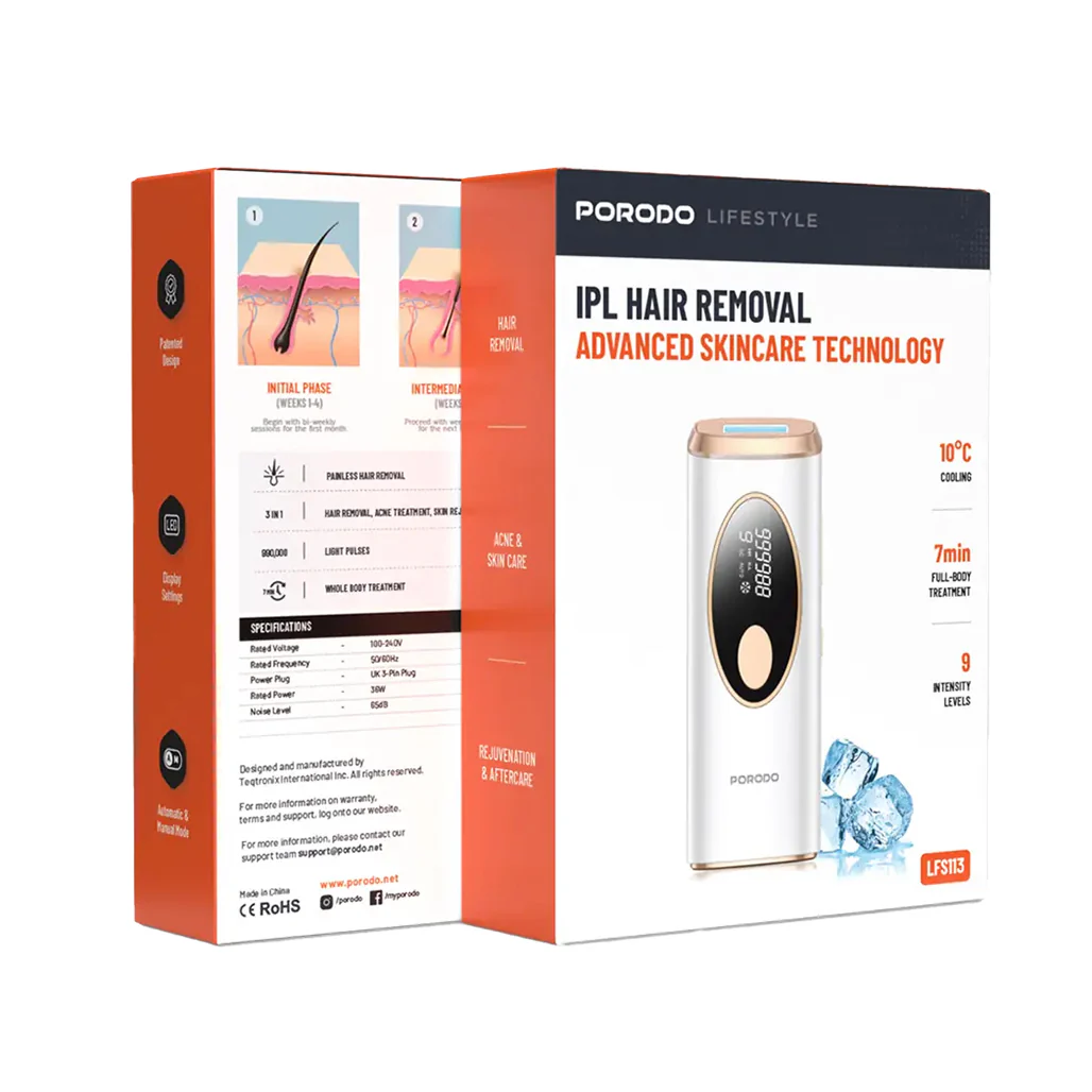 Porodo IPL Hair Removal Device – Advanced At-Home Skincare & Hair Reduction Solution, White - Image 2