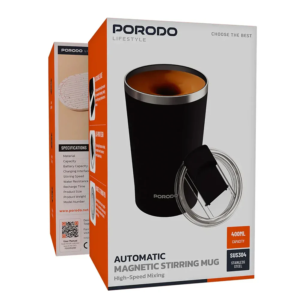 Porodo Lifestyle Automatic Magnetic Stirring Mug with High-Speed Mixing - Image 3