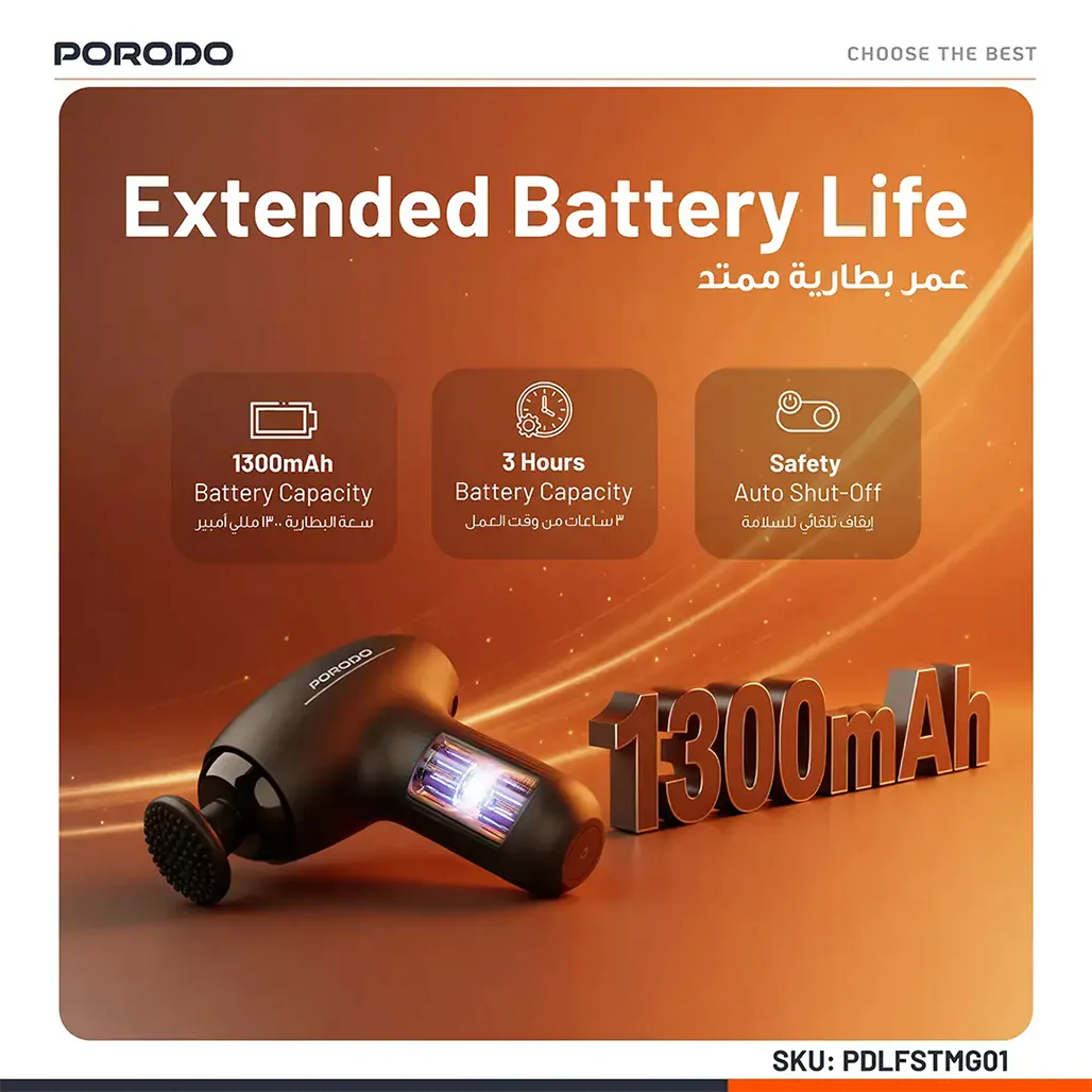 Porodo Lifestyle Cordless Mini Massage Gun - Image 7