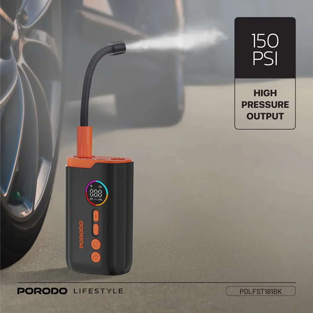 Porodo Lifestyle Electric Air Inflator - Black - Image 4