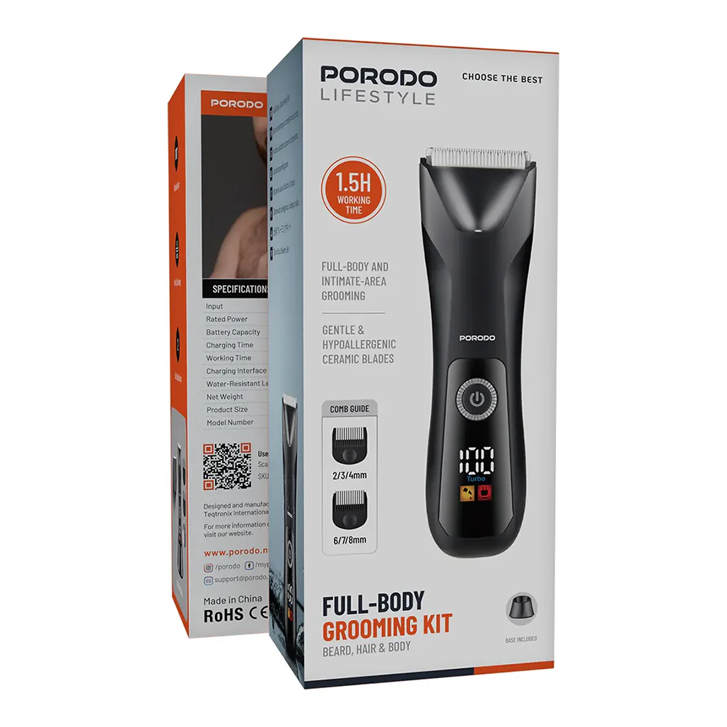 Porodo Lifestyle Full-Body Grooming Kit - Black - Image 3