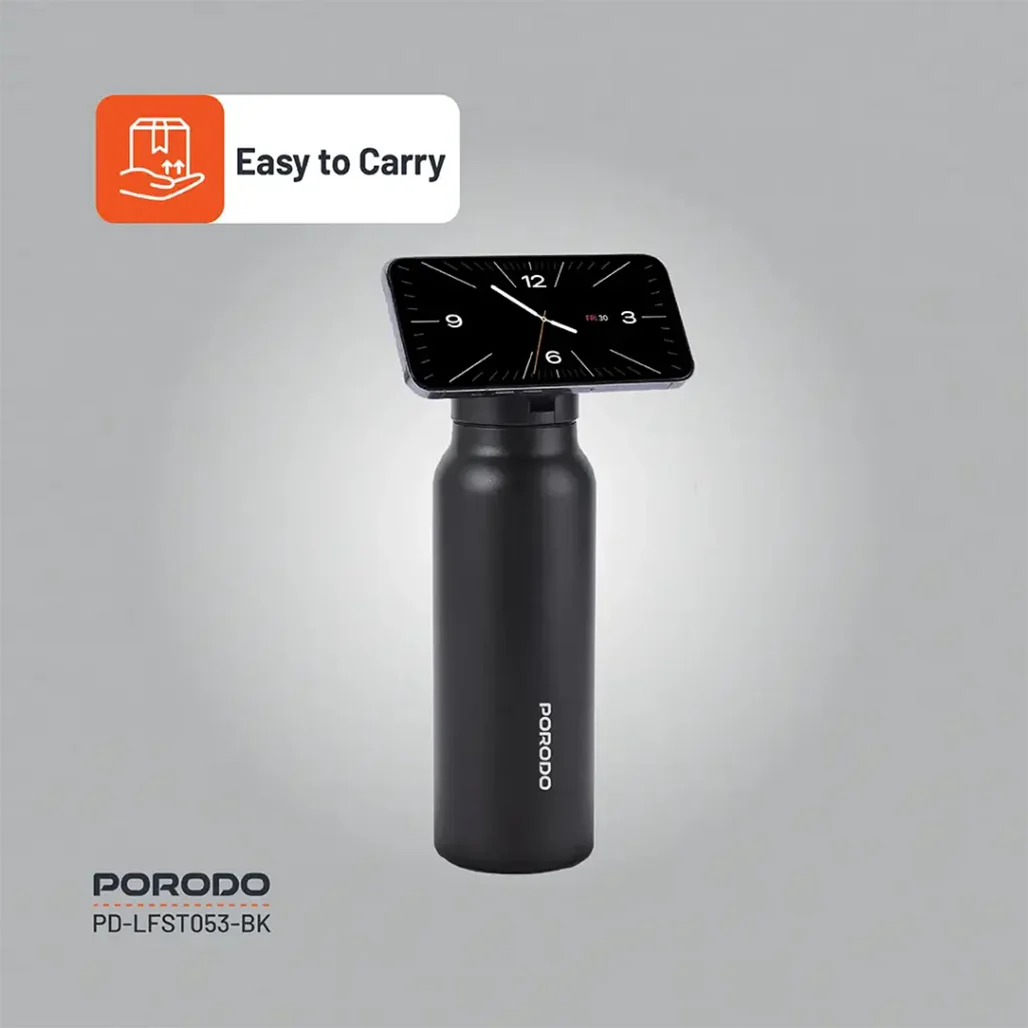 Porodo Lifestyle Magnetic Mount Water Bottle - Black - Image 10