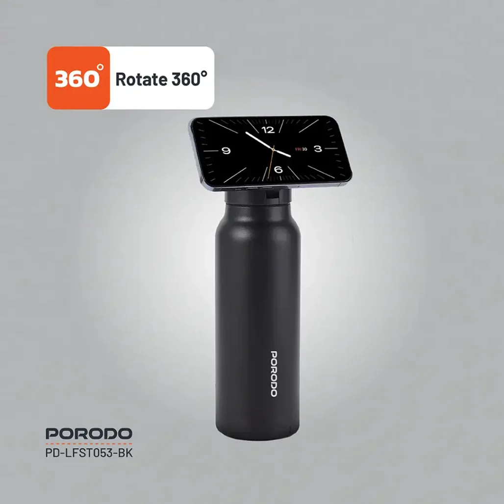 Porodo Lifestyle Magnetic Mount Water Bottle - Black - Image 8