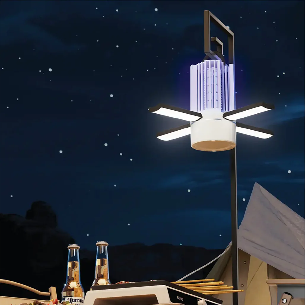 Porodo Lifestyle Portable 2-in-1 Insect Killer Lamp with Safe & Silent Operation - White - Image 3